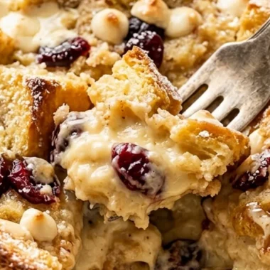 White Chocolate Cranberry Bread Pudding finished recipe