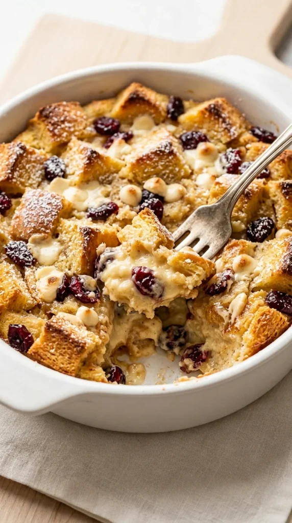 White Chocolate Cranberry Bread Pudding full finished recipe